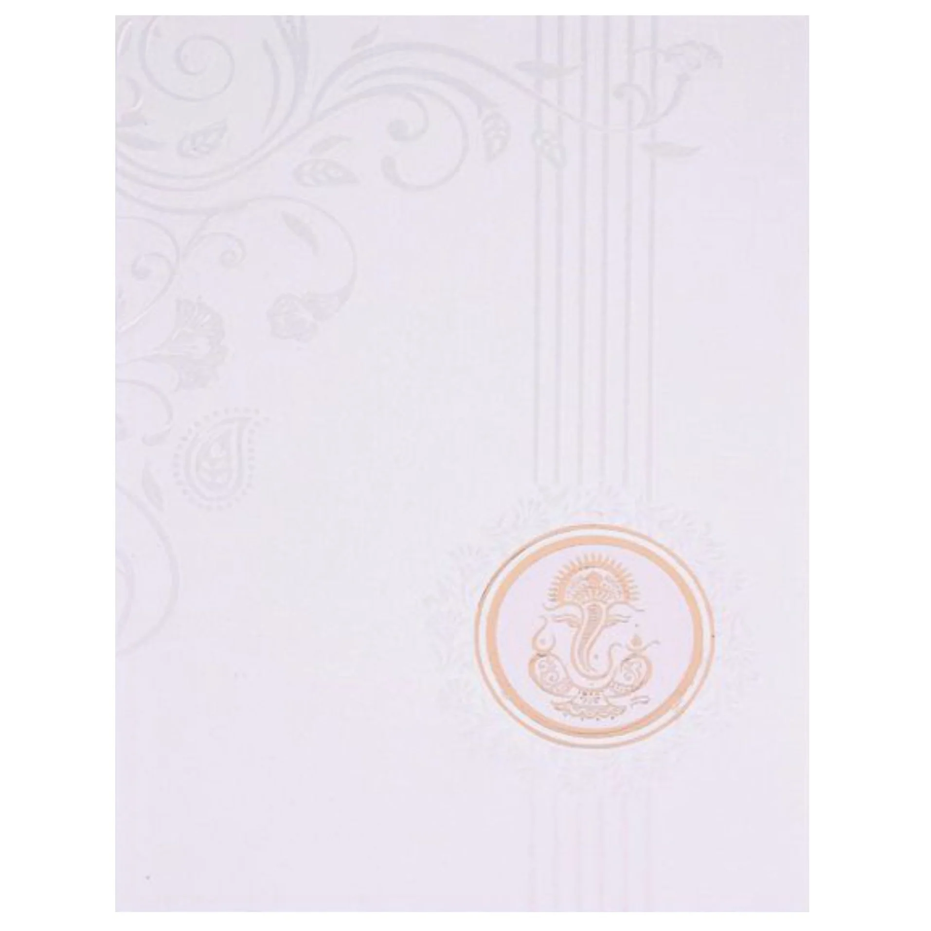 White Shading Backdrop With Gold Ganesha Wedding Card - KNK2398 - Image 3