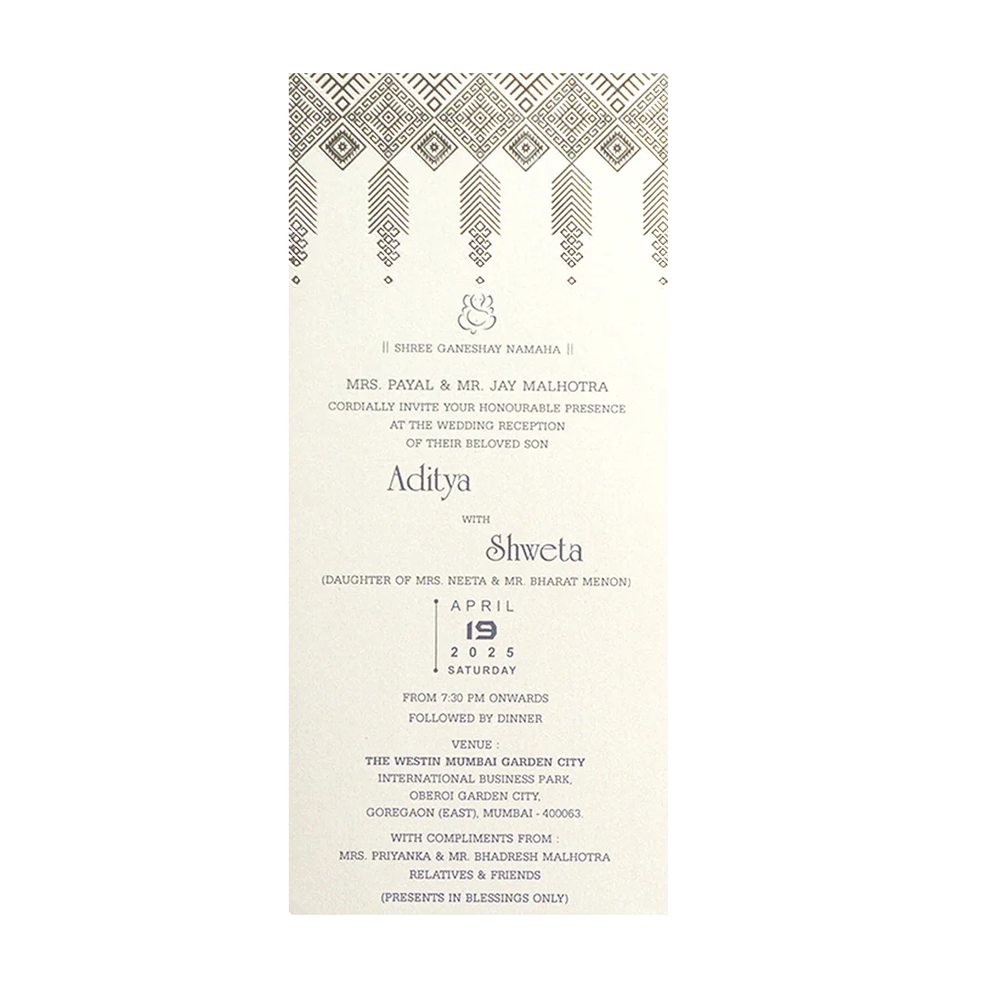 White Silver Single Sheet Invitation-KRCS7372 - Image 3