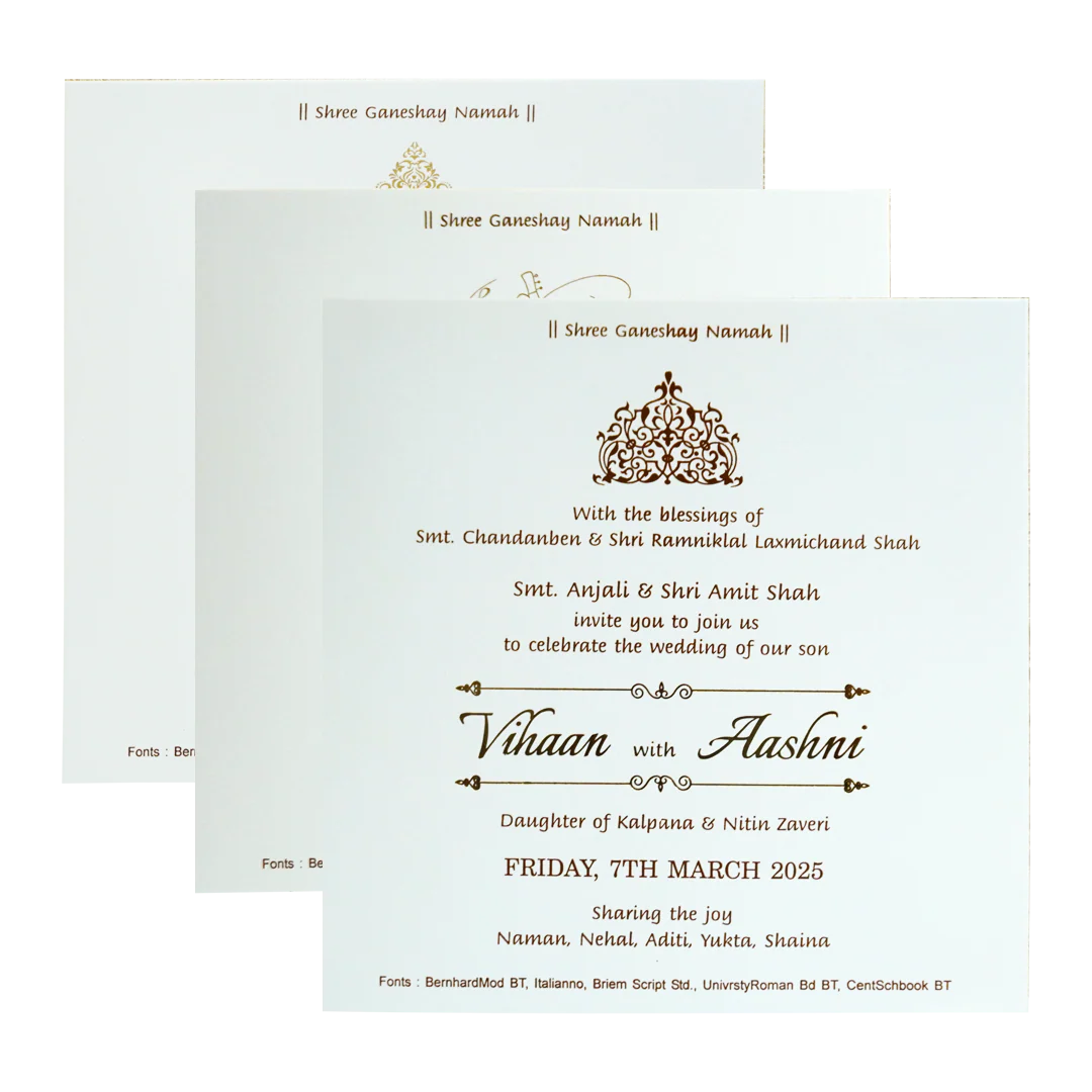 White Textured Wedding Card-KRC30462 - Image 5