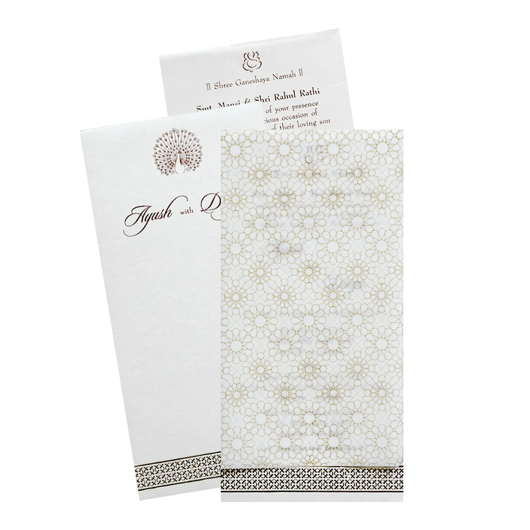 White Tracing Sheet Invitation Card-KRCS7362