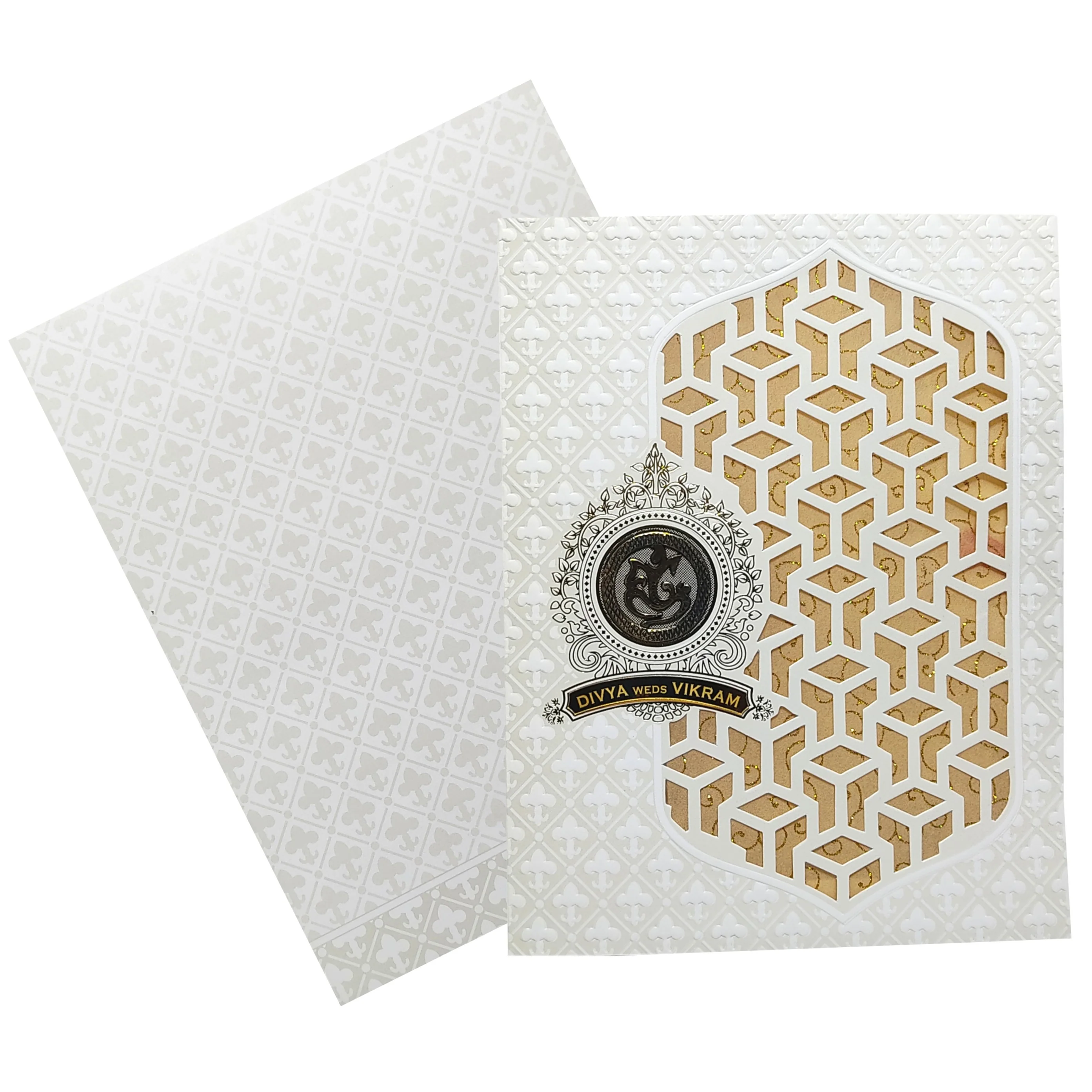 White Traditional Die Cut Invitation-KNK4104W - Image 2