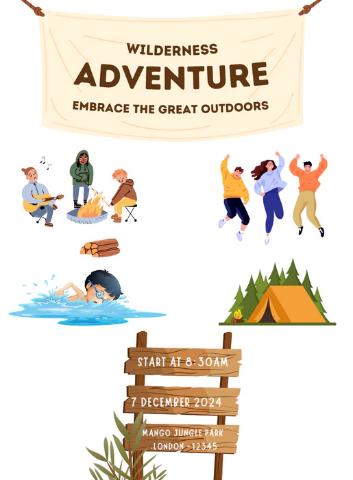 White Adventure Outdoor Fun Invitation-AAOUT009 - Image 2