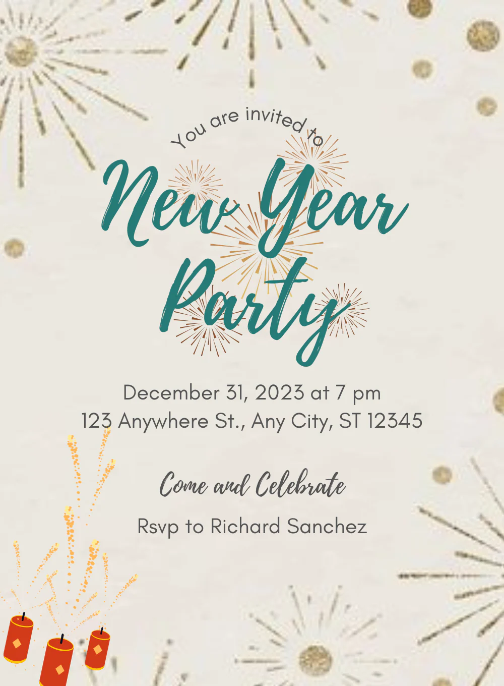 White Bash New year's eve Invitation-AANEW018