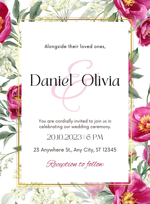 White Blooming Love Floral Wedding Invitation-AAFLO001 - Image 2