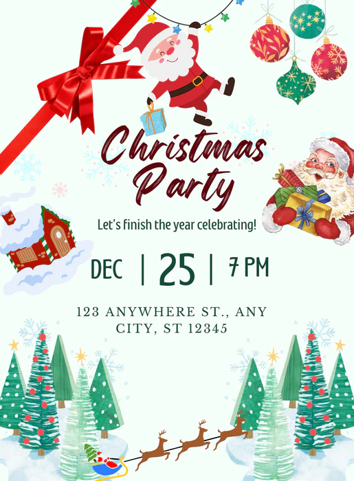 White Bow Christmas Invitation-AACSS017 - Image 2