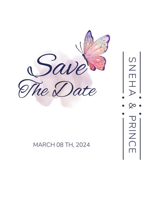 White Butterfly Save The Date-AASAV011 - Image 2