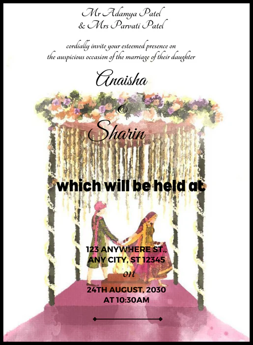 White Canopy Caricature Wedding Invitation-AACAR010 - Image 2
