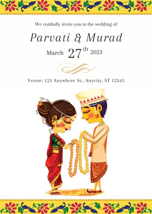 White Caricature Marathi Wedding Invitation-AAMAI002 - Image 2