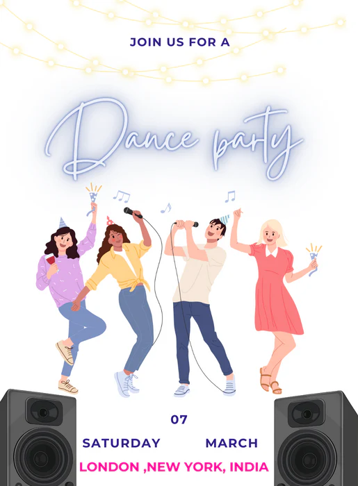 White Chill Dance Party Invitation-AADPI018 - Image 2