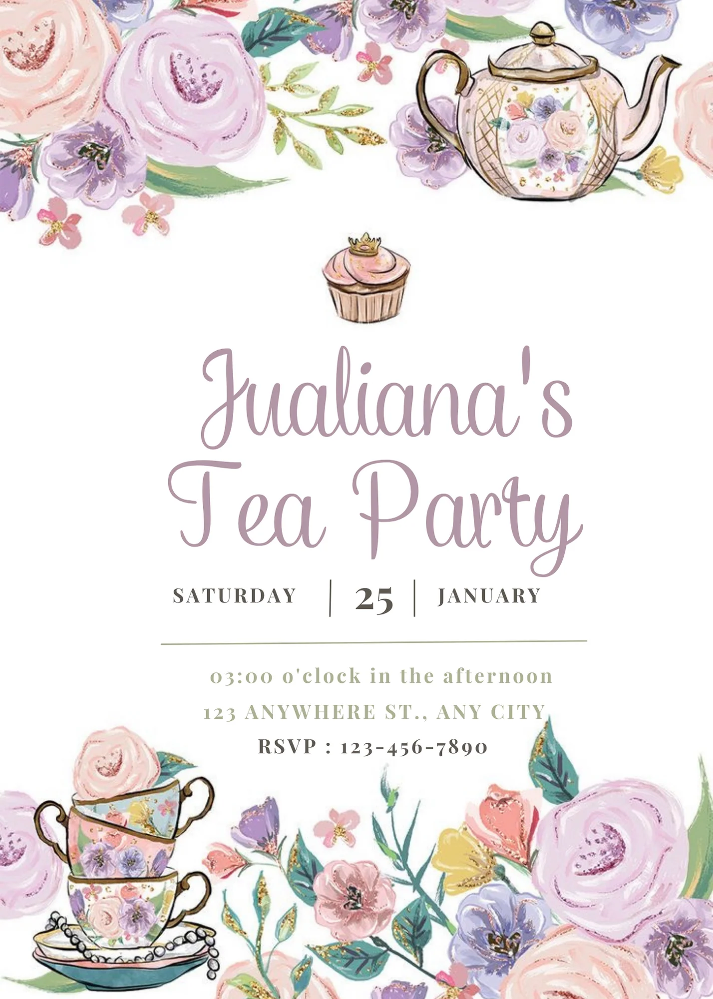 White Comic Design Tea Invitation-AATEA001