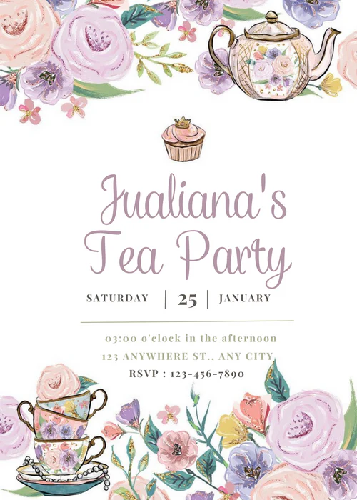 White Comic Design Tea Invitation-AATEA001 - Image 2