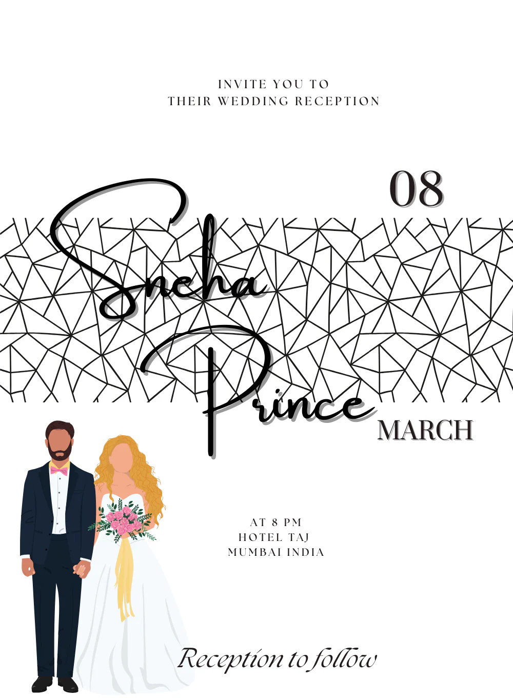 White Couple Reception Party Invitation-AARPI008