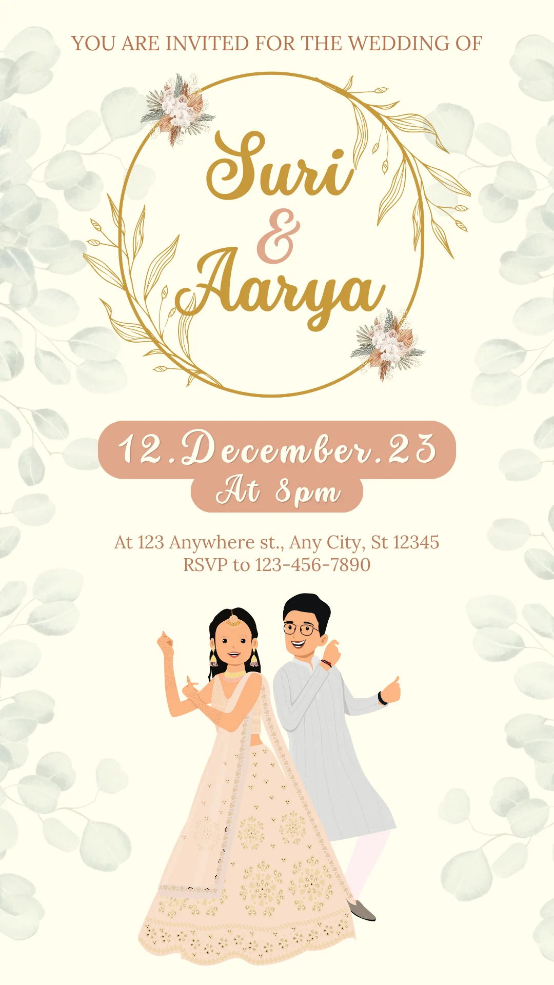 White Elegant Floral Wedding Invitation-AAHIN009