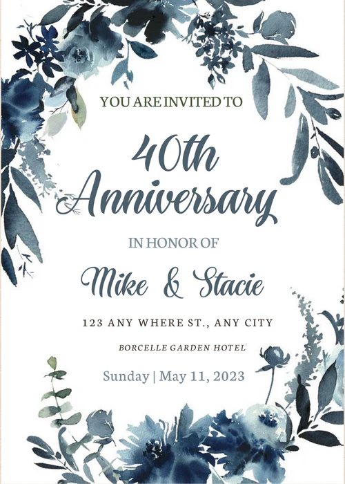 White Floral Anniversary Party Invitation-AAAPI001 - Image 2
