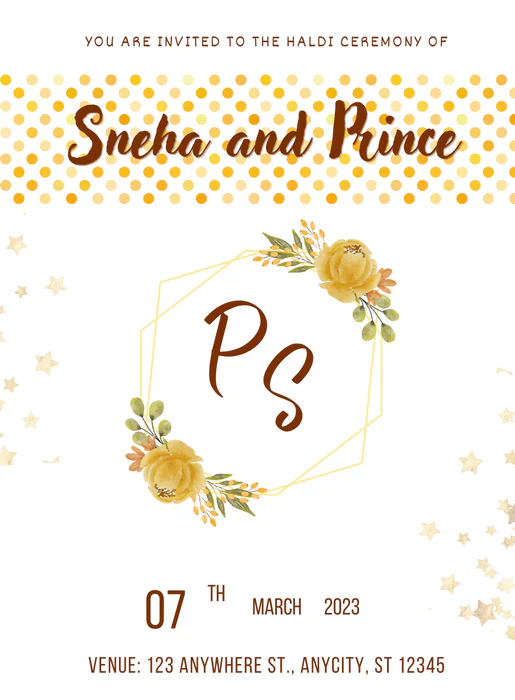 White Floral Haldi Cremony Invitation-AAHCI026 - Image 2