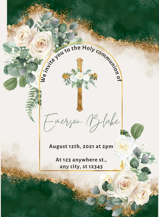 White Frame Holy Communion Invitation-AAHOI013 - Image 2