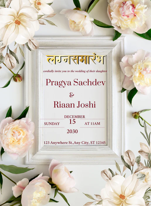 White Frame Marathi Wedding Invitation-AAMAI016 - Image 2