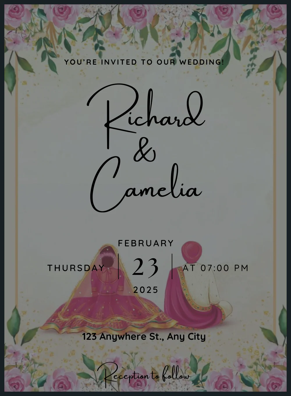 White Love Punjabi Wedding Invitation-AAPUN011