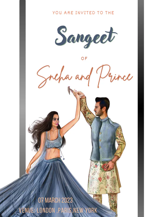 White Moment Sangeet Invitation-AASAN009 - Image 2