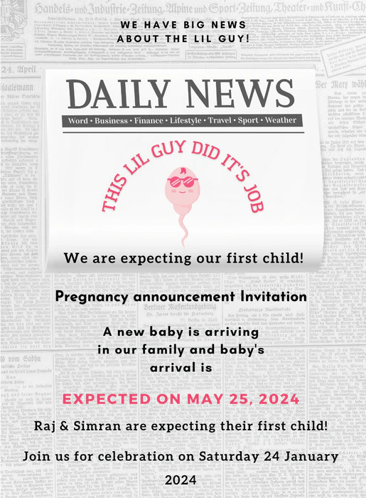 White News Pregnancy Announcement Invitation-AAPAI009 - Image 2