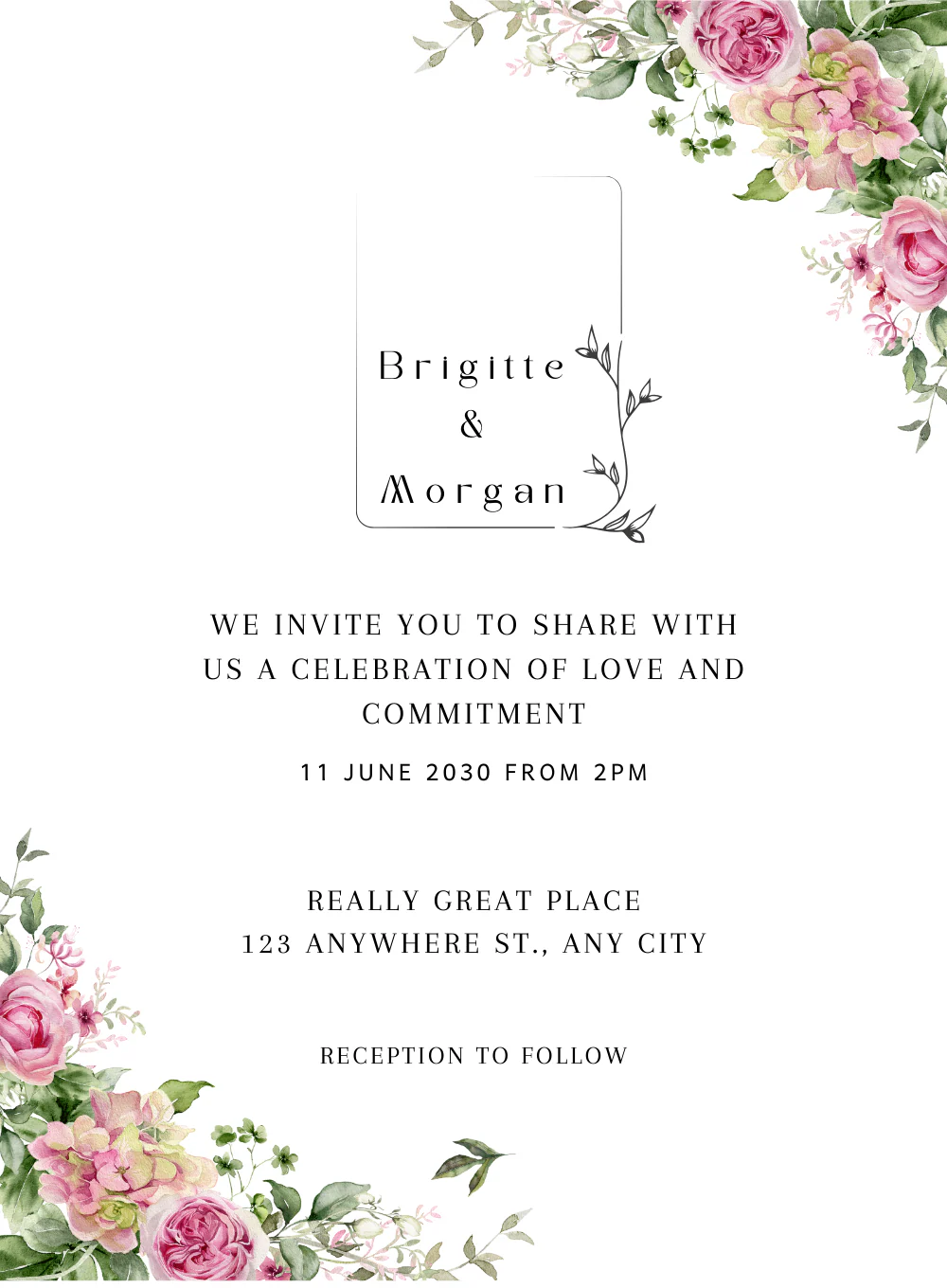 White Paradise Floral wedding Invitation-AAFWI009