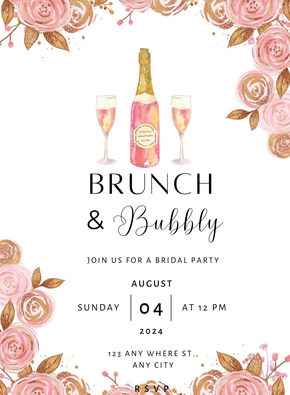 White Roses Lunch & Brunch Invitation-AALUB001