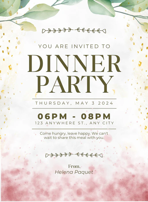 White Smoke Dinner Party Invitation-AADNI012 - Image 2