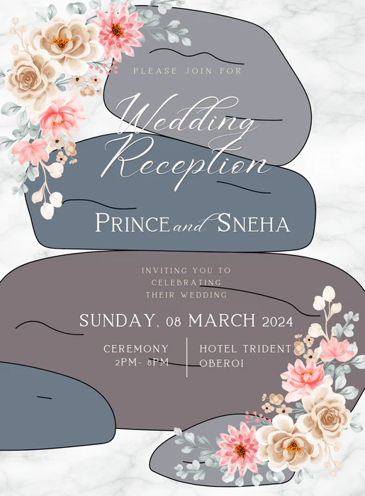 White Stone Reception Party Invitation-AARPI007 - Image 2