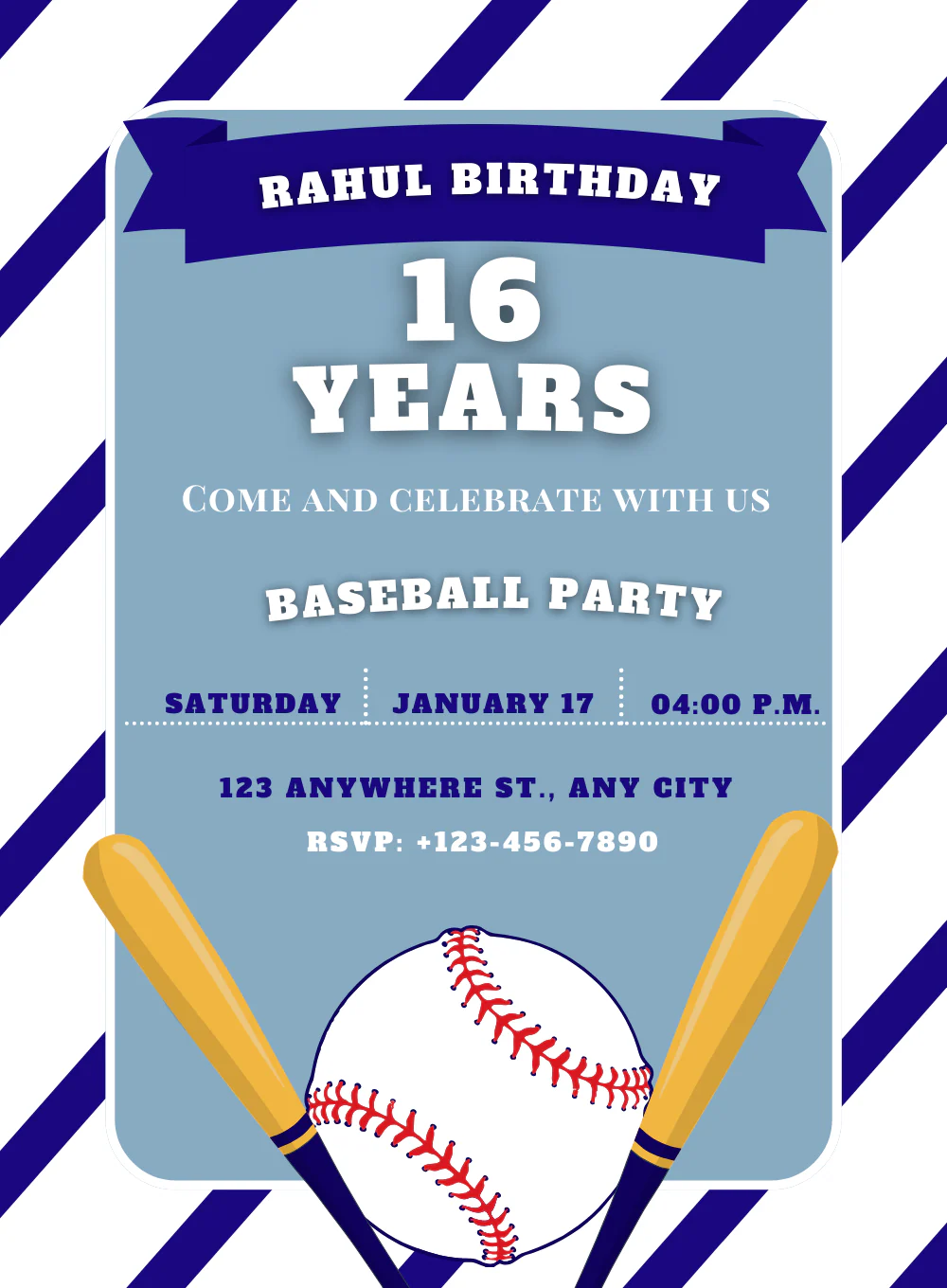 White Stripes baseball Invitation-AABAS010