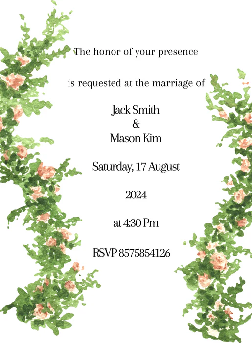 White Watercolor Floral Wedding Invitation-AAFWI006 - Image 2