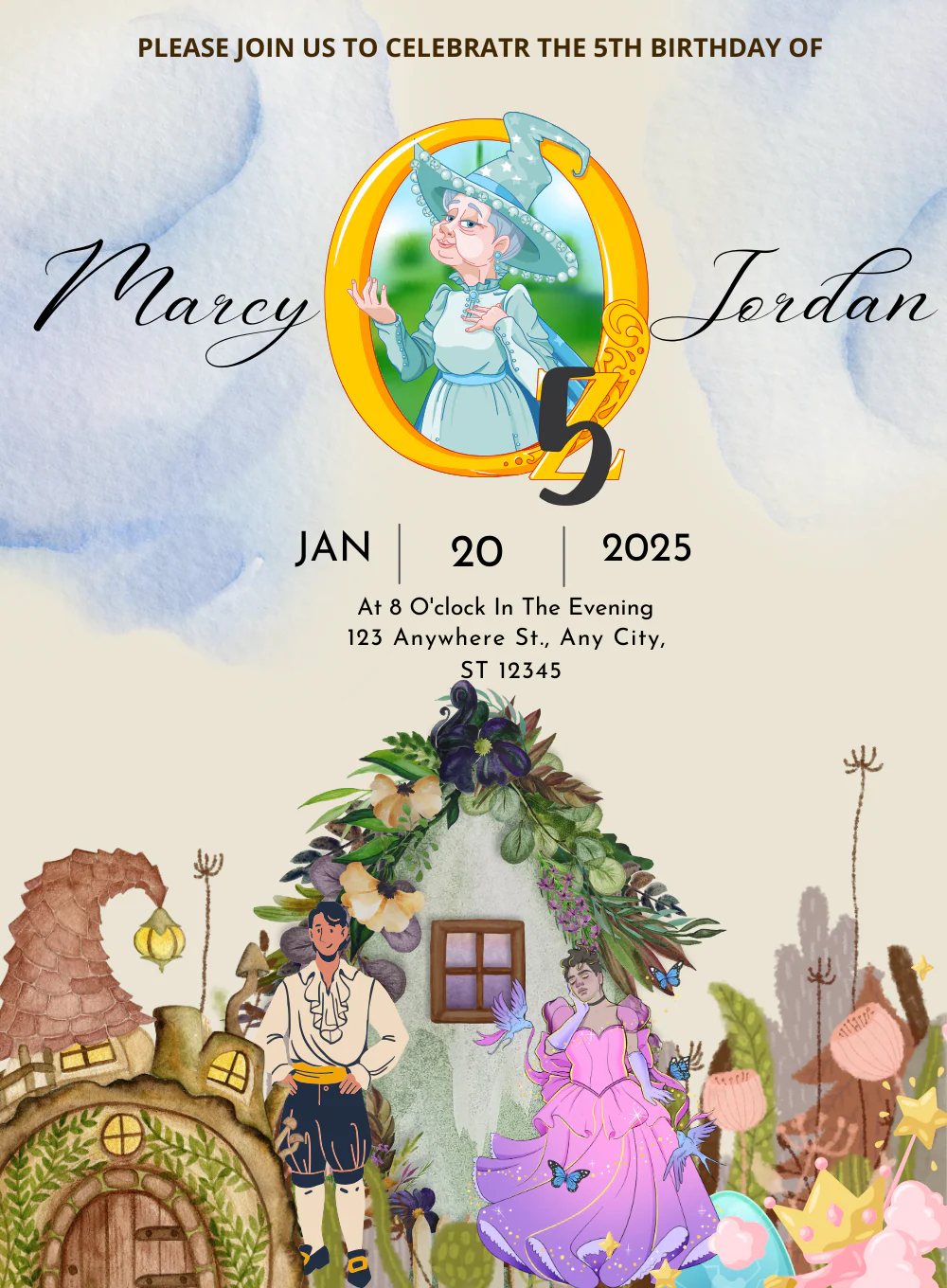 White Watermark Princess & fairytail Invitation-AAPAF009