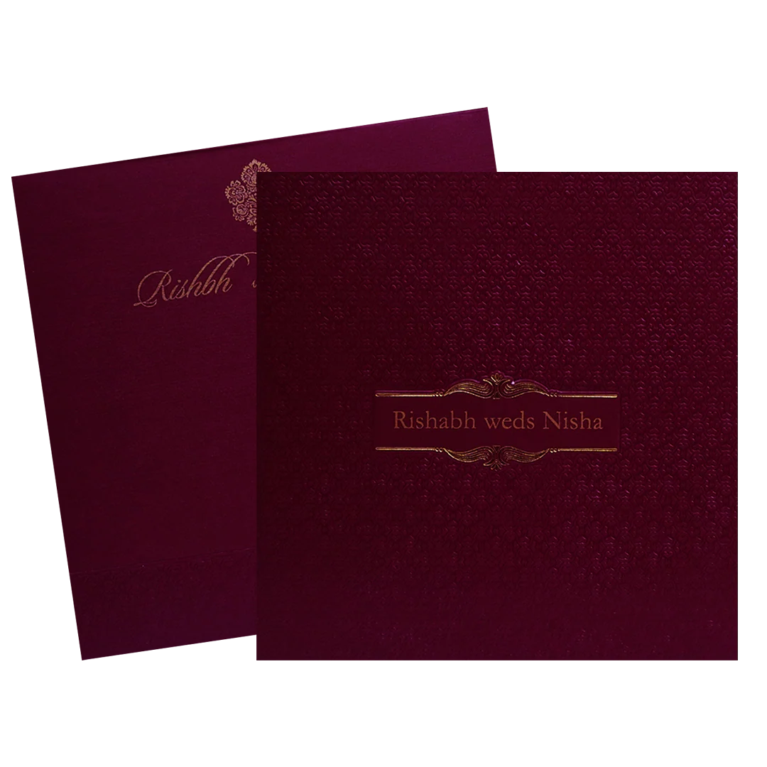 Wine Red Pattern Wedding Invitation Card-KRC30512 - Image 2