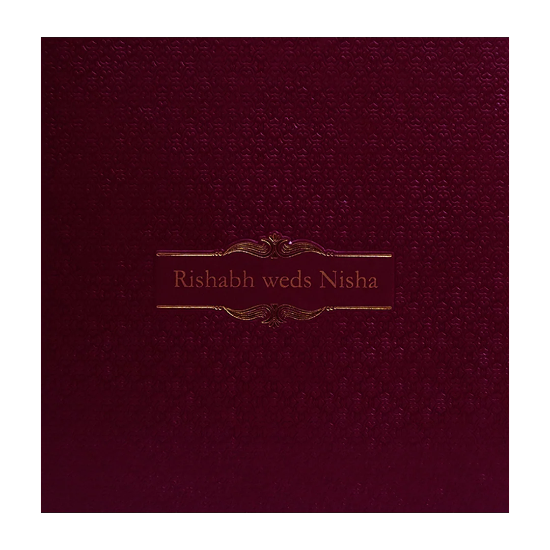 Wine Red Pattern Wedding Invitation Card-KRC30512 - Image 3