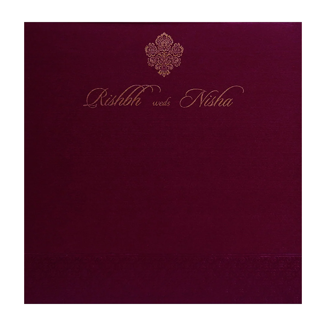 Wine Red Pattern Wedding Invitation Card-KRC30512 - Image 4
