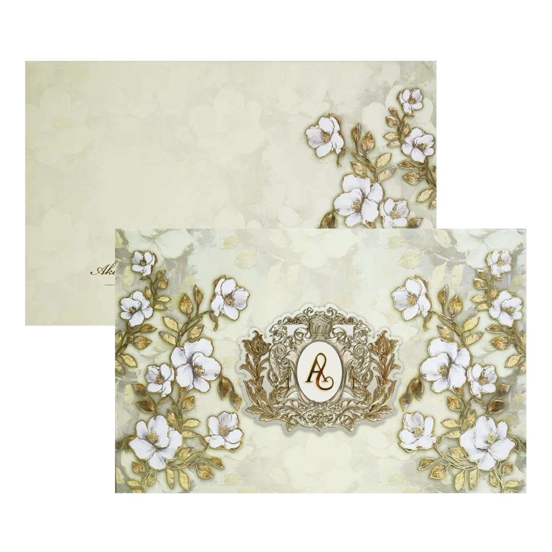 Yellow Floral Padded Wedding Card-KPR23830 - Image 3