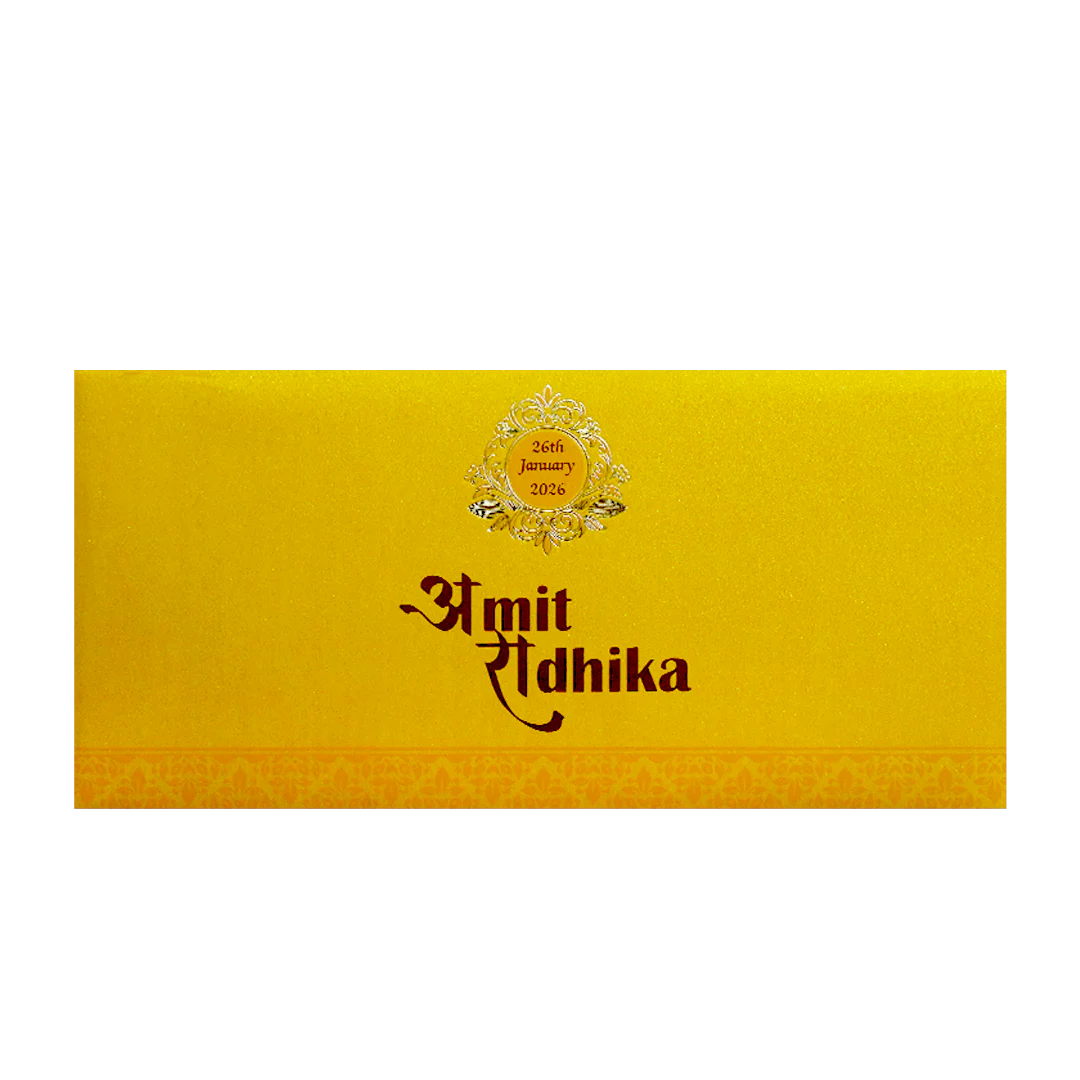 Yellow Gold Foil Embossed Floral Wedding Invitation Card-KPR06300 - Image 4
