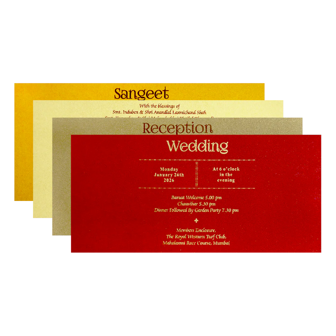 Yellow Gold Foil Embossed Floral Wedding Invitation Card-KPR06300 - Image 5
