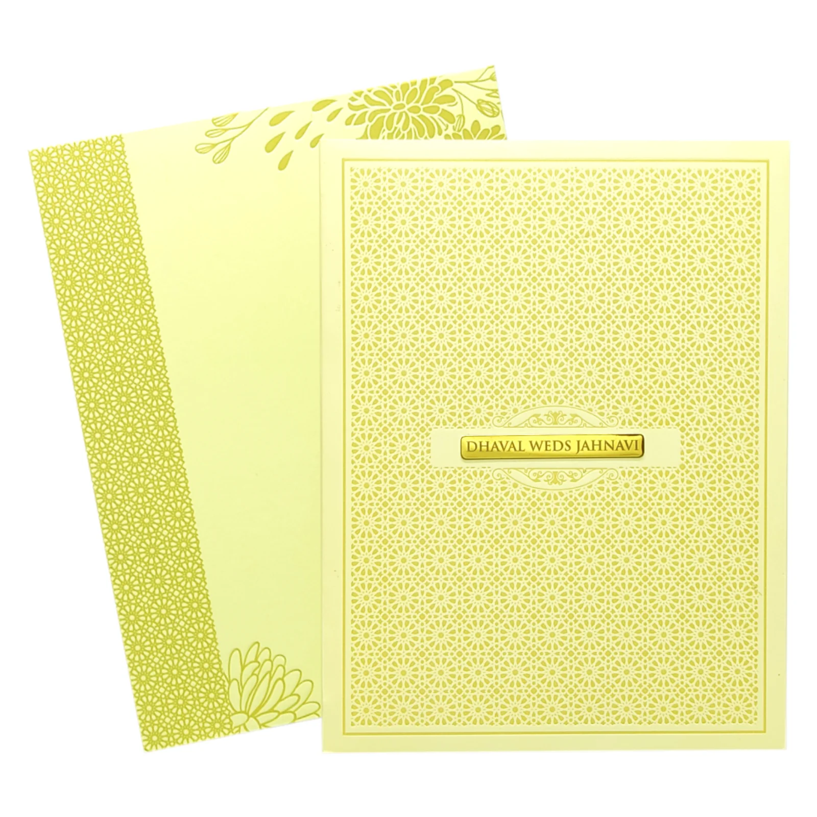 Yellow Pattern Designs Wedding Card-KBM04490 - Image 2