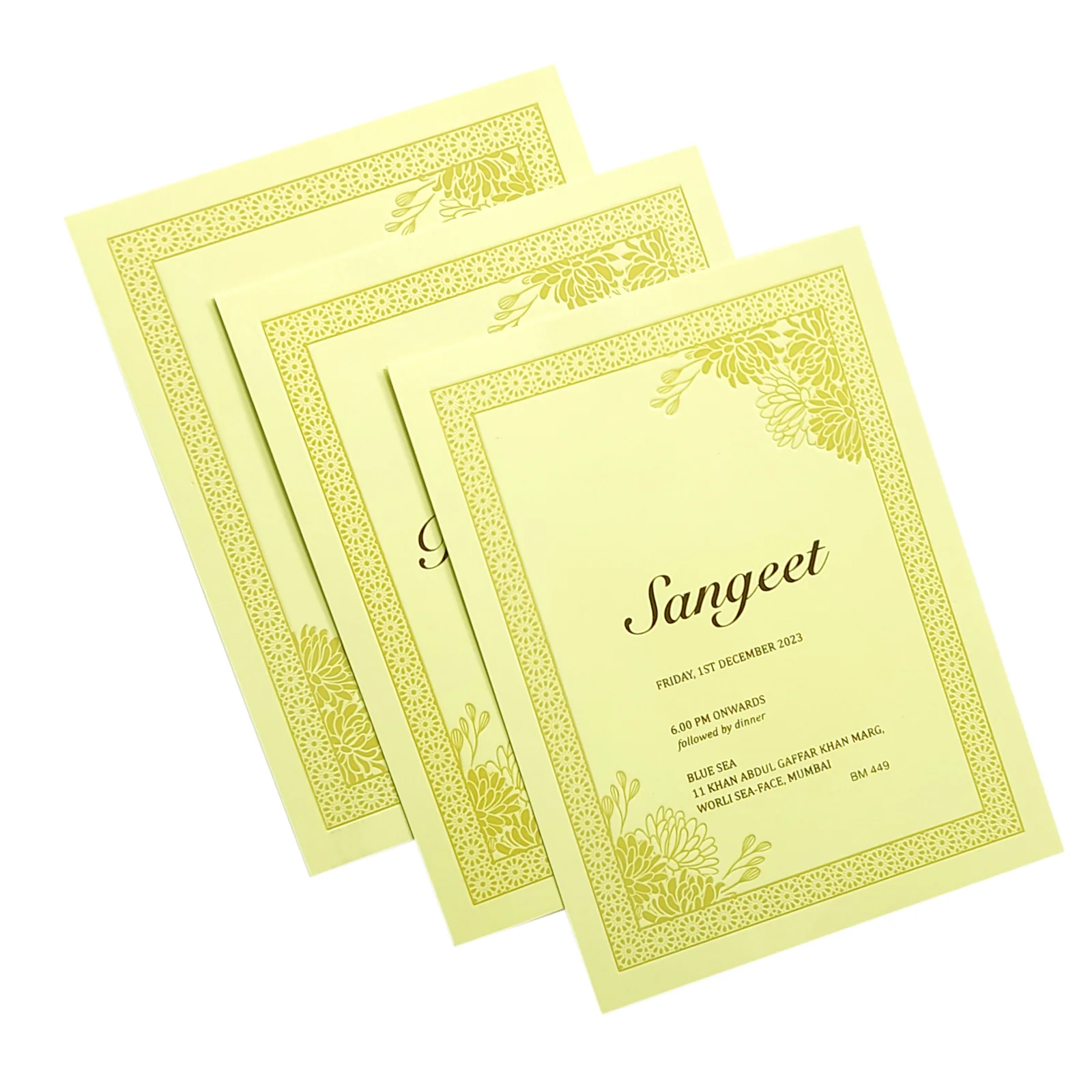 Yellow Pattern Designs Wedding Card-KBM04490 - Image 5