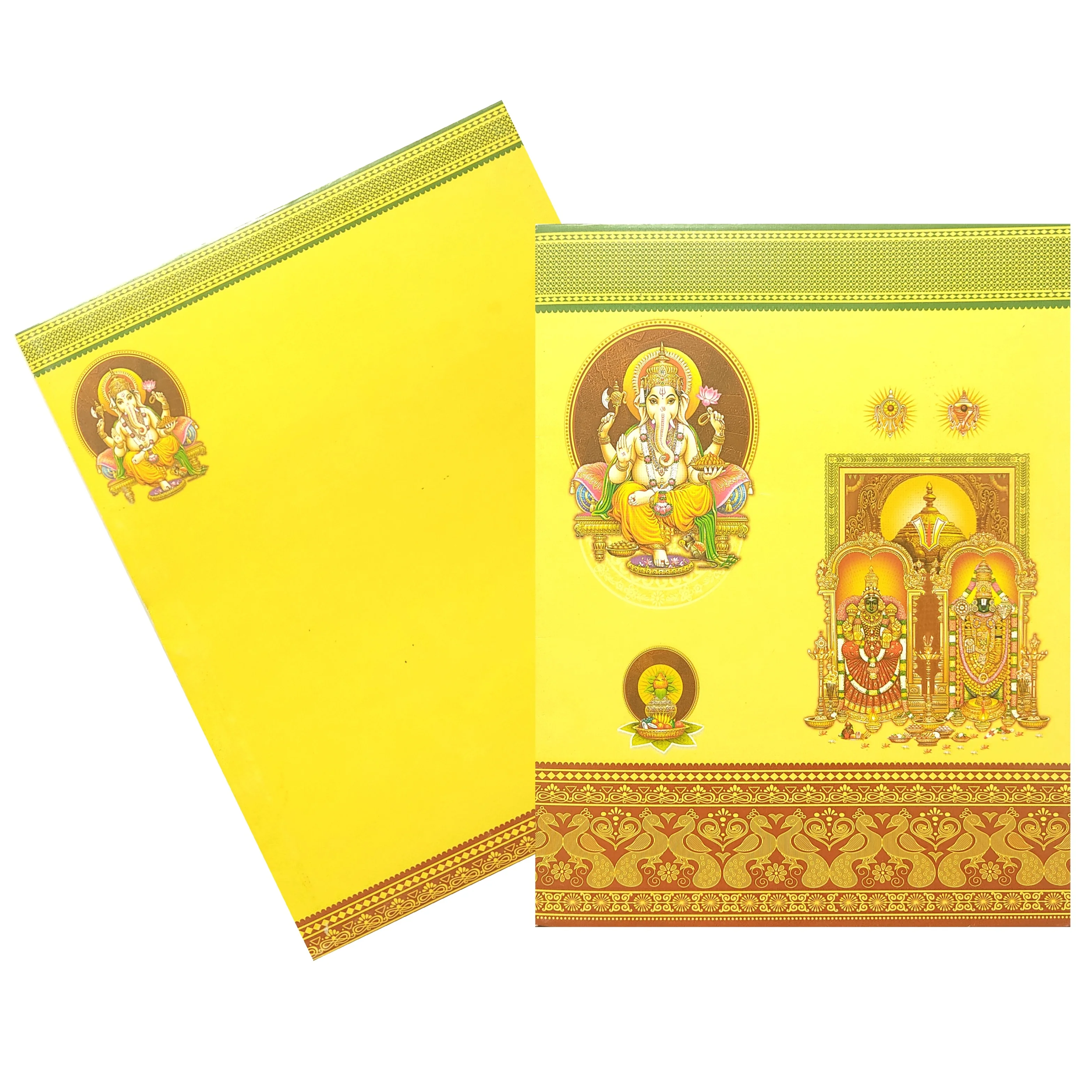 Yellow Traditional Offset Ganesha Balaji And Padmavathi Invitation-KNK4202 - Image 2