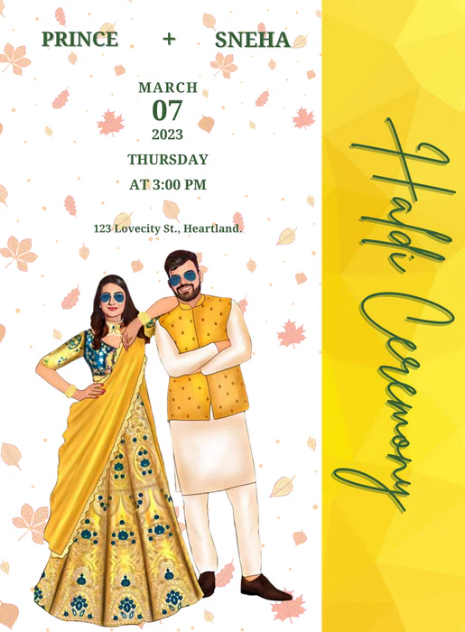Yellow Bliss Haldi Cremony Invitation-AAHCI021 - Image 2