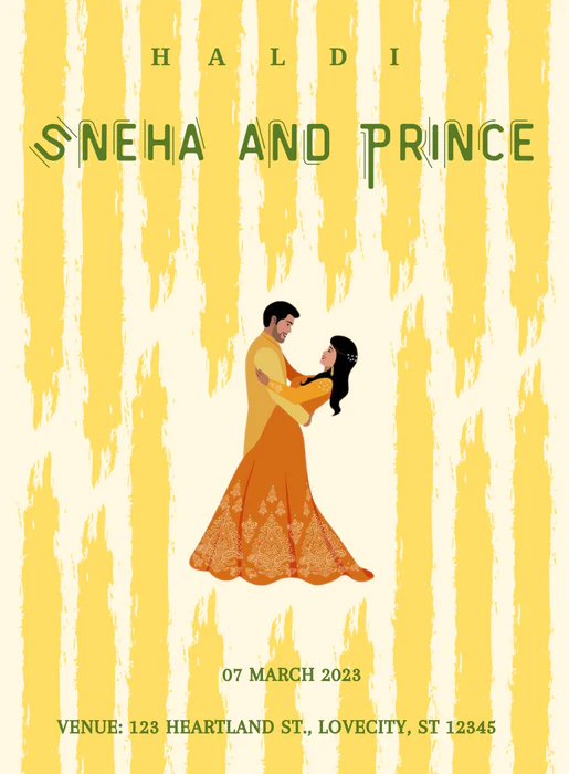Yellow Couple Haldi Cremony Invitation-AAHCI020 - Image 2