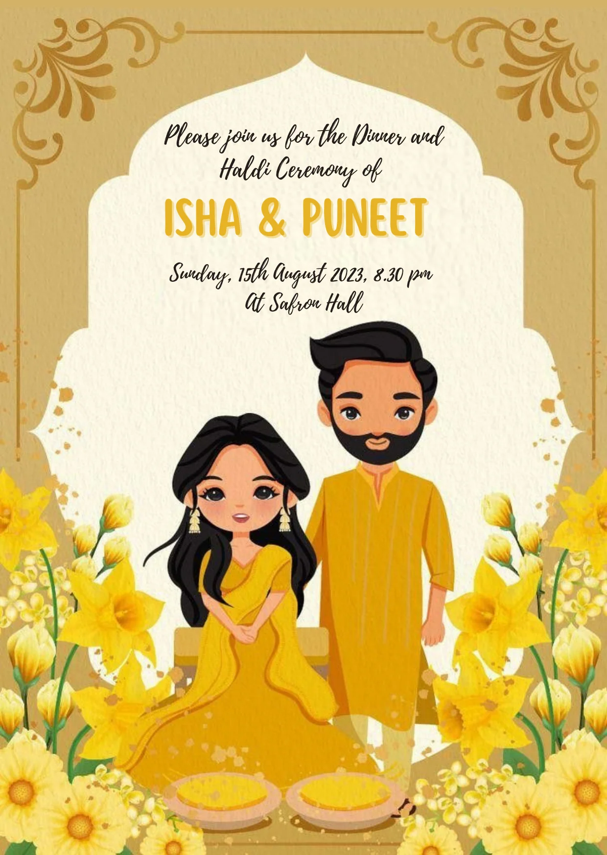 Yellow Festive Haldi Ceremony Invitation-AAHCI001