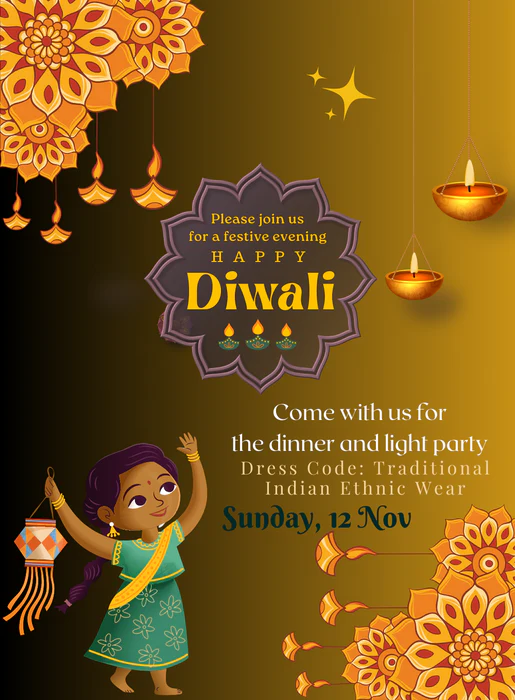 Yellow Lamp Diwali Invitations-AADWI025 - Image 2