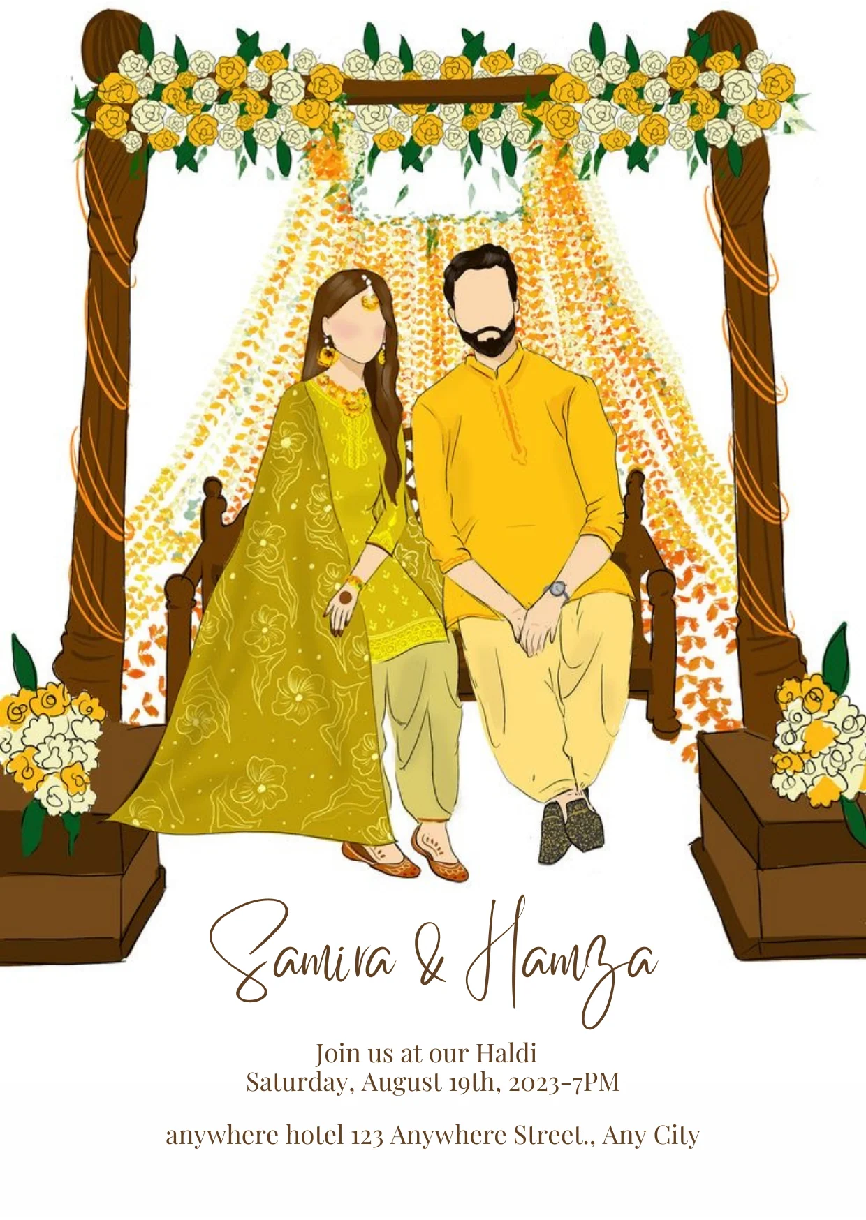 Yellow Marigold Haldi Ceremony Invitation-AAHCI002